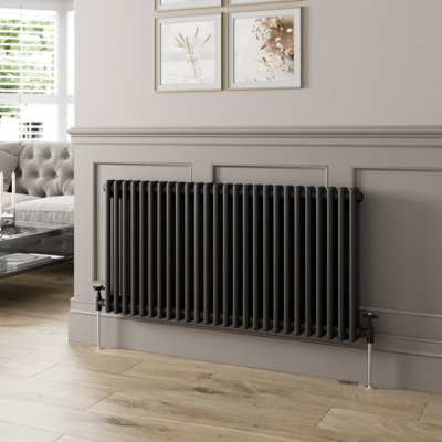 RadiLux Traditional Colosseum Horizontal Double Bar Column Radiator 600x1190mm Black