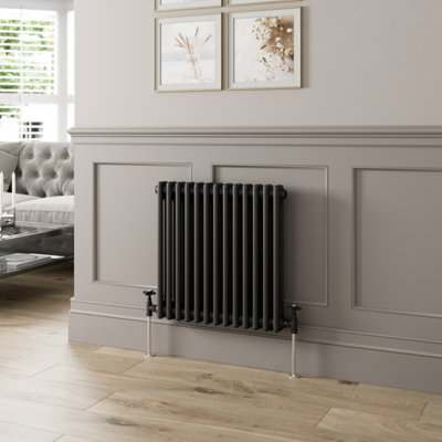 RadiLux Traditional Colosseum Horizontal Double Bar Column Radiator 600x605mm Black