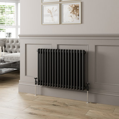 RadiLux Traditional Colosseum Horizontal Double Bar Column Radiator 600x830mm Black