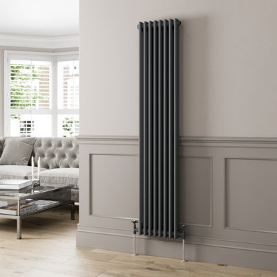 RadiLux Traditional Colosseum Vertical Double Bar Column Radiator 1800x380mm Anthracite