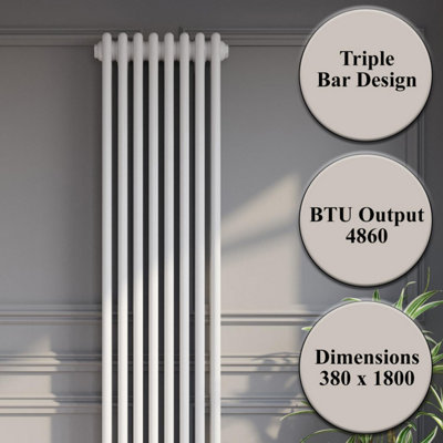 RadiLux Traditional Colosseum Vertical Triple Bar Column Radiator 1800 ...