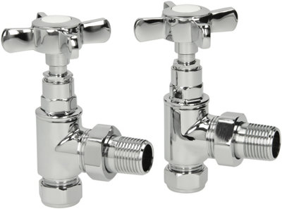 RadiLux Traditional Radiator Valves Angled Heated Towel Rail Cross Head ...