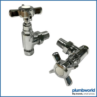 RadiLux Traditional Radiator Valves Angled Heated Towel Rail Cross Head ...