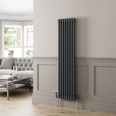 RadiLux Traditional Vertical Colosseum Double Bar Column Radiator Anthracite 1600x380mm