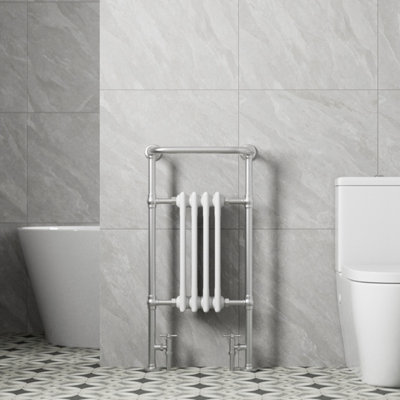 RadiLux Traditional Victorian Bathroom Heated Towel Rail Radiator White/Chrome 952x479mm