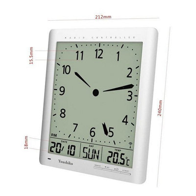 Radio Control Large LCD  Digital Analog  Style Wall Clock