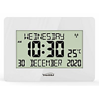 Radio Controlled LCD Wall Clock (Official UK) w/ Auto Set Up, Day/Date/Month. Ideal for Dementia & Alzheimer's. Silent & Large.