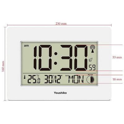 Radio Controlled LCD Wall Mountable and Desk Clock ( White  )