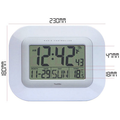 Radio Controlled LCD Wall Mountable and Desk Clock - YC8020 - 5