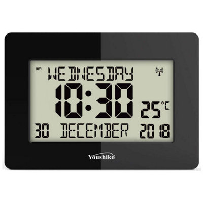 Radio Controlled Silent Large LCD Wall Clock (Official UK Version) Auto Set Up