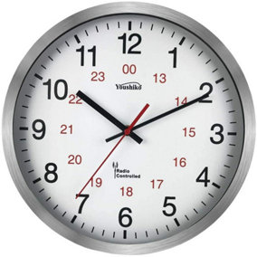 Radio Controlled Wall Clock (Official UK & Ireland Version), Premium Quality, Silver Aluminium Case 30cm,