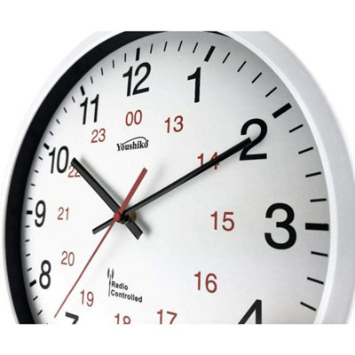 Radio Controlled Wall Clock (Official UK & Ireland Version), Premium Quality, White Metal Case 30cm