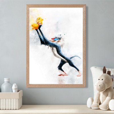 原画　　「King　1」　　王　Ⅰ　A3サイズ rafiki-watercolour-lion-king-
