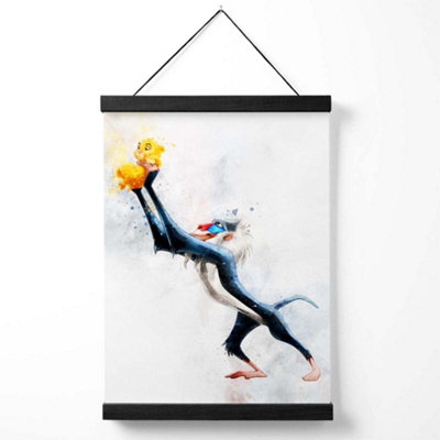 Rafiki Watercolour Lion King Medium Poster with Black Hanger