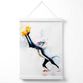 Rafiki Watercolour Lion King Poster with Hanger / 33cm / White