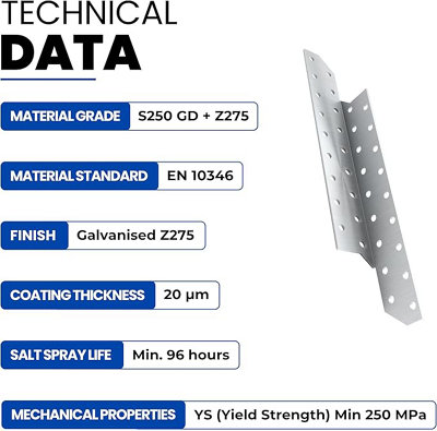 Rafter Bracket Galvanised Left Truss Clip - 35 x 170 mm