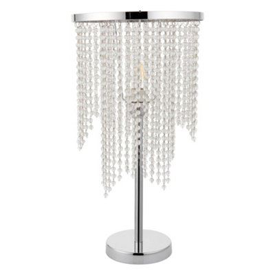 Rain 1 Light Polished Chrome 52cm Table Light with Clear Glass Droplets