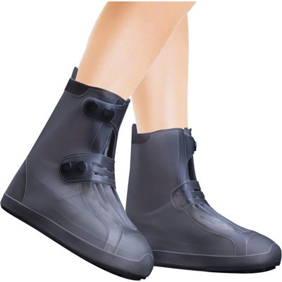 Unique Bargains Waterproof Reusable Rain Shoe Covers Ankle high top Boots Non-Slip Pair