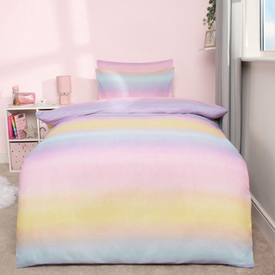 Rainbow Duvet Cover with Pillowcase Quilt Bedding Set Reversible - Single - 3