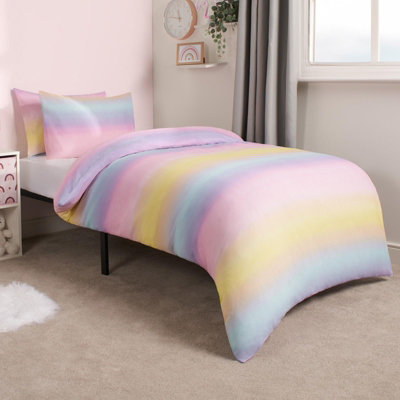 Rainbow Duvet Cover with Pillowcase Quilt Bedding Set Reversible - Single - 4