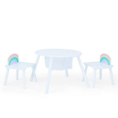 Rainbow Fishnet Play Table and Chairs Kids Furniture - L82 x W82 x H43 ...