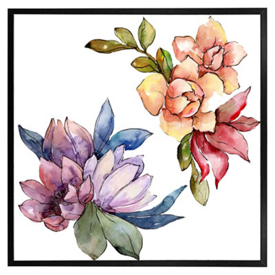 Rainbow flowers (Picutre Frame) / 20x20" / Black | DIY at B&Q