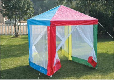 Rainbow Kids Gazebo Outdoor Garden Tents and Gazebos Colourful Design Sides Zip Up Party Tent