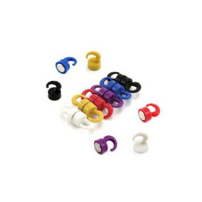 Rainbow Mini Magnetic Hooks for Fridge, Office, Whiteboard, Noticeboard, Filing Cabinet - 12mm dia x 20mm tall - Pack of 12
