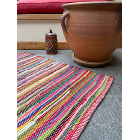 RAINBOW Rug Outdoor and Indoor Flat Weave Style - L120 x W180 - Multicolour