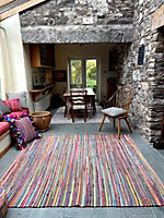 RAINBOW Rug Outdoor and Indoor Multicolour Flat Weave Style 120 cm x 180 cm
