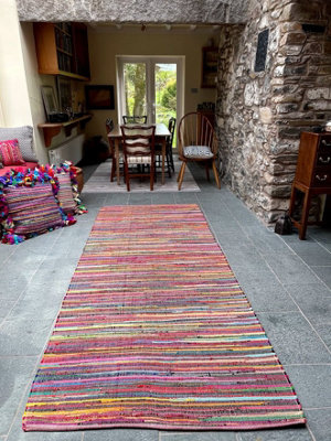 RAINBOW Rug Outdoor and Indoor Multicolour Flat Weave Style 120 cm x 180 cm
