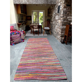 RAINBOW Rug Outdoor and Indoor Multicolour Flat Weave Style 150 cm x 240 cm