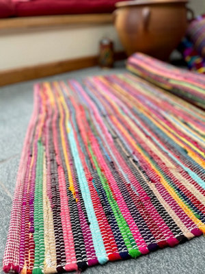 RAINBOW Rug Outdoor and Indoor Multicolour Flat Weave Style 180 cm x 270 cm