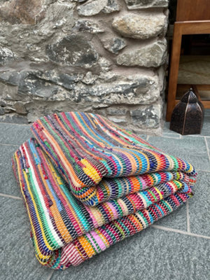 RAINBOW Rug Outdoor and Indoor Multicolour Flat Weave Style 250 cm x 250 cm