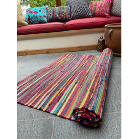 RAINBOW Rug Outdoor and Indoor Multicolour Flat Weave Style 90 cm x 150 cm