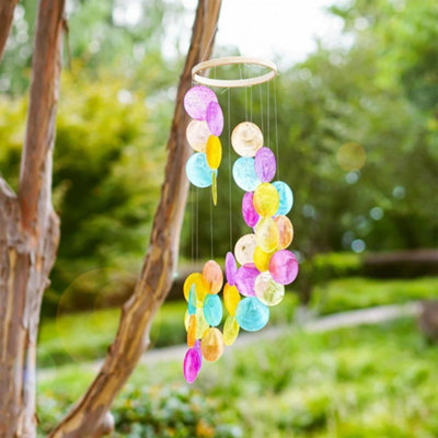 Rainbow Shell Wind Chimes Windchime Garden Window Hanging Decor
