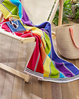 Rainbow Stripe Beach Towel - 100% Cotton