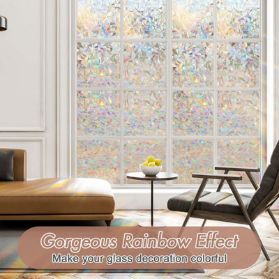 Rainbow Window Film Window Stickers for Glass Privacy, Non Adhesive ...
