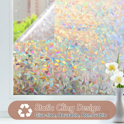 Rainbow Window Film Window Stickers Glass Privacy, Non,Adhesive Static ...