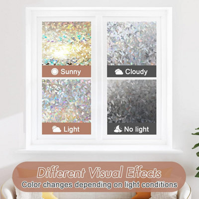 Rainbow Window Film Window Stickers Glass Privacy, Non,Adhesive Static ...