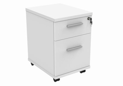 Rainbow Zebra 2 Drawer Lockable Under Desk Mobile Pedestal White