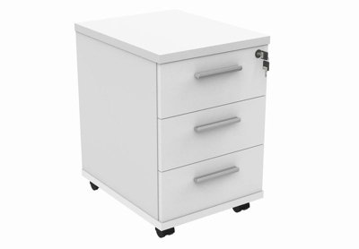 Rainbow Zebra 3 Drawer Lockable Under Desk Mobile Pedestal White