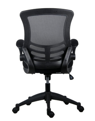 Rainbow Zebra Black Mesh Office Chair with Black Base and Folding Armrests