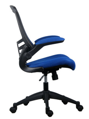 Rainbow Zebra Blue Mesh Office Chair with Black Base and Folding Armrests