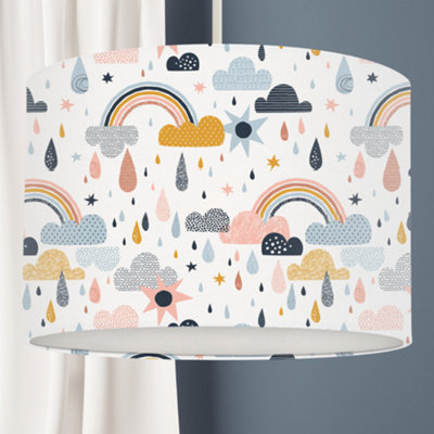 Rainbows Clouds and Raindrops Ceiling Lampshade 35cm x 21cm | DIY at B&Q