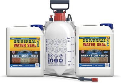 Raincheck Universal Water Seal (2 x 5 Litre & Sprayer) Breathable, Colourless, Exterior Brick, Wood and Stone Sealer