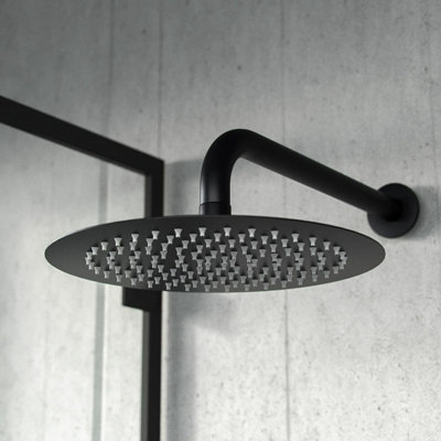 Rainfall Shower Head Thermostatic Mixer Valve Hand Held Matt Black Kit Temel