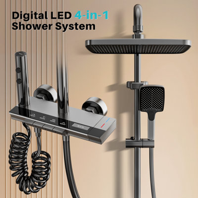 Rainfall Shower System with 12 Inch ABS Shower Head, 3-Mode Handheld ...