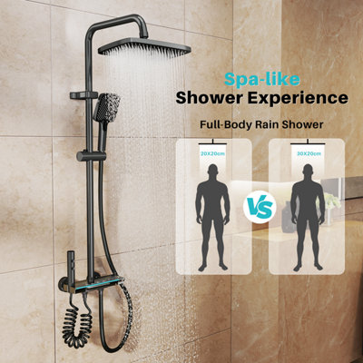 Rainfall Shower System with 12 Inch ABS Shower Head, 3-Mode Handheld ...