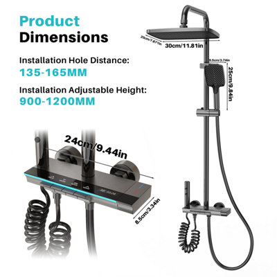 Rainfall Shower System with 12 Inch ABS Shower Head, 3-Mode Handheld ...